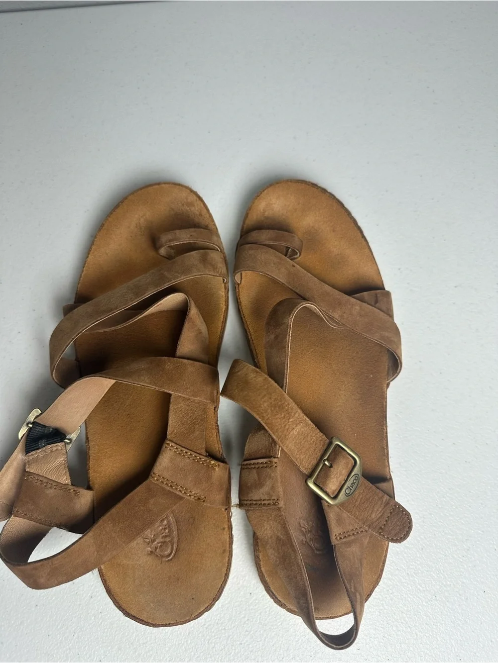 Chaco Tan Suede Cross-Strap Women’s Sandals